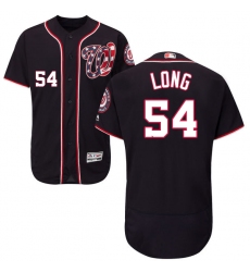 Men's Majestic Washington Nationals #54 Kevin Long Navy Blue Alternate Flex Base Authentic Collection MLB Jersey