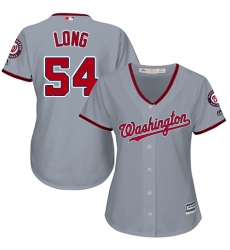 Women's Majestic Washington Nationals #54 Kevin Long Replica Grey Road Cool Base MLB Jersey