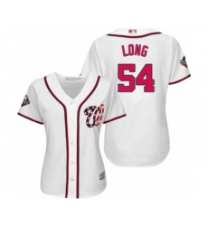 Women's Washington Nationals #54 Kevin Long Authentic White Home Cool Base 2019 World Series Bound Baseball Jersey