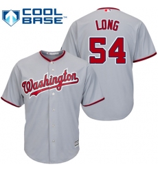 Youth Majestic Washington Nationals #54 Kevin Long Authentic Grey Road Cool Base MLB Jersey