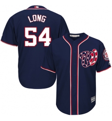 Youth Majestic Washington Nationals #54 Kevin Long Replica Navy Blue Alternate 2 Cool Base MLB Jersey