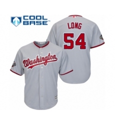 Youth Washington Nationals #54 Kevin Long Authentic Grey Road Cool Base 2019 World Series Bound Baseball Jersey