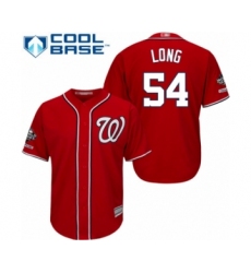 Youth Washington Nationals #54 Kevin Long Authentic Red Alternate 1 Cool Base 2019 World Series Champions Baseball Jersey