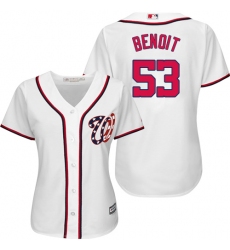 Women's Majestic Washington Nationals #53 Joaquin Benoit Authentic White Home Cool Base MLB Jersey