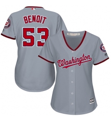 Women's Majestic Washington Nationals #53 Joaquin Benoit Replica Grey Road Cool Base MLB Jersey