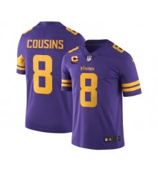 Men's Minnesota Vikings 2022 #8 Kirk Cousins Purple With 4-Star C Patch Rush Limited Stitched NFL Jersey