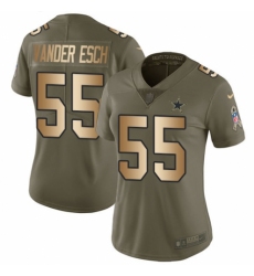 Women's Nike Dallas Cowboys #55 Leighton Vander Esch Limited Olive/Gold 2017 Salute to Service NFL Jersey