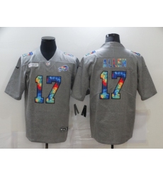 Men's Buffalo Bills #17 Josh Allen Gray Rainbow Version Nike Limited Jersey