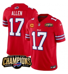 Men's Buffalo Bills #17 Josh Allen Red 2023 F.U.S.E. AFC East Champions With 4-star C Football Stitched Jersey