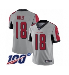 Men's Atlanta Falcons #18 Calvin Ridley Limited Silver Inverted Legend 100th Season Football Jersey