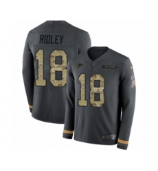 Youth Nike Atlanta Falcons #18 Calvin Ridley Limited Black Salute to Service Therma Long Sleeve NFL Jersey