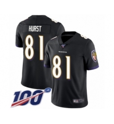 Men's Baltimore Ravens #81 Hayden Hurst Black Alternate Vapor Untouchable Limited Player 100th Season Football Jersey