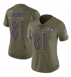 Women's Nike Baltimore Ravens #81 Hayden Hurst Limited Olive 2017 Salute to Service NFL Jersey