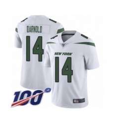 Men's New York Jets #14 Sam Darnold White Vapor Untouchable Limited Player 100th Season Football Jersey
