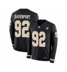 Youth Nike New Orleans Saints #92 Marcus Davenport Limited Black Therma Long Sleeve NFL Jersey
