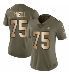 Women's Nike Minnesota Vikings #75 Brian O'Neill Limited Olive Gold 2017 Salute to Service NFL Jersey