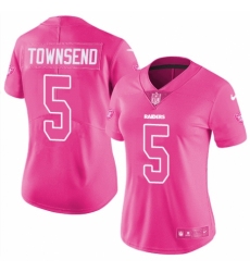Women's Nike Oakland Raiders #5 Johnny Townsend Limited Pink Rush Fashion NFL Jersey