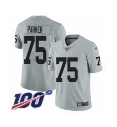 Men's Oakland Raiders #75 Brandon Parker Limited Silver Inverted Legend 100th Season Football Jersey