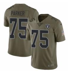 Youth Nike Oakland Raiders #75 Brandon Parker Limited Olive 2017 Salute to Service NFL Jersey