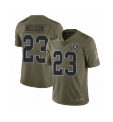 Men's Oakland Raiders #23 Nick Nelson Limited Olive 2017 Salute to Service Football Jersey