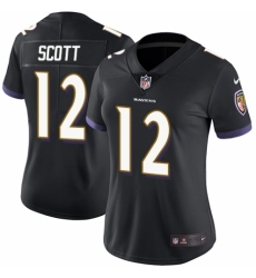 Women's Nike Baltimore Ravens #12 Jaleel Scott Black Alternate Vapor Untouchable Limited Player NFL Jersey