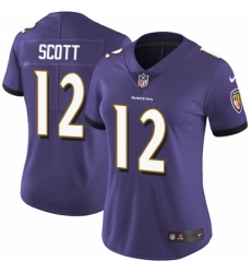 Women's Nike Baltimore Ravens #12 Jaleel Scott Purple Team Color Vapor Untouchable Limited Player NFL Jersey