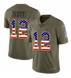 Youth Nike Baltimore Ravens #12 Jaleel Scott Limited Olive/USA Flag Salute to Service NFL Jersey