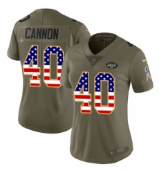 Women's Nike New York Jets #40 Trenton Cannon Limited Olive/USA Flag 2017 Salute to Service NFL Jersey