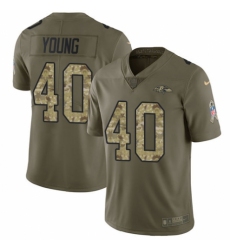 Men's Nike Baltimore Ravens #40 Kenny Young Limited Olive Camo Salute to Service NFL Jersey