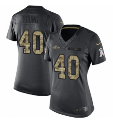 Women's Nike Baltimore Ravens #40 Kenny Young Limited Black 2016 Salute to Service NFL Jersey