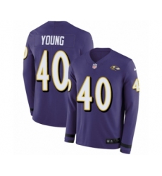 Youth Nike Baltimore Ravens #40 Kenny Young Limited Purple Therma Long Sleeve NFL Jersey