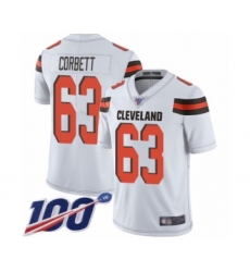 Men's Cleveland Browns #63 Austin Corbett White Vapor Untouchable Limited Player 100th Season Football Jersey