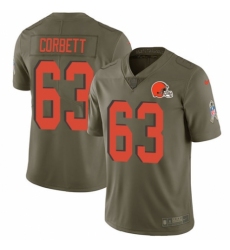 Youth Nike Cleveland Browns #63 Austin Corbett Limited Olive 2017 Salute to Service NFL Jersey