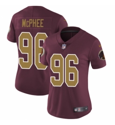 Women's Nike Washington Redskins #96 Pernell McPhee Burgundy Red Gold Number Alternate 80TH Anniversary Vapor Untouchable Elite Player NFL Jersey