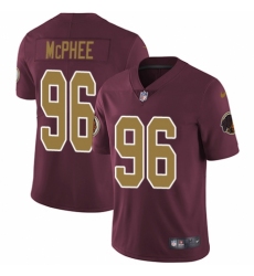Youth Nike Washington Redskins #96 Pernell McPhee Burgundy Red Gold Number Alternate 80TH Anniversary Vapor Untouchable Limited Player NFL Jersey