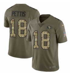 Youth Nike San Francisco 49ers #18 Dante Pettis Limited Olive/Camo 2017 Salute to Service NFL Jersey