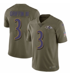 Men's Nike Baltimore Ravens #3 Robert Griffin III Limited Olive 2017 Salute to Service NFL Jersey