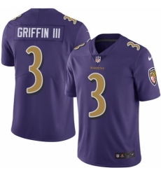 Men's Nike Baltimore Ravens #3 Robert Griffin III Limited Purple Rush Vapor Untouchable NFL Jersey