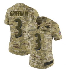 Women's Nike Baltimore Ravens #3 Robert Griffin III Limited Camo 2018 Salute to Service NFL Jersey