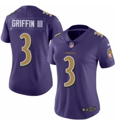 Women's Nike Baltimore Ravens #3 Robert Griffin III Limited Purple Rush Vapor Untouchable NFL Jersey