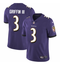Youth Nike Baltimore Ravens #3 Robert Griffin III Purple Team Color Vapor Untouchable Limited Player NFL Jersey