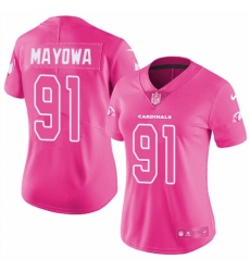 Women's Nike Arizona Cardinals #91 Benson Mayowa Limited Pink Rush Fashion NFL Jersey