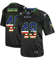 Men's Nike Seattle Seahawks #49 Shaquem Griffin Elite Black USA Flag Fashion NFL Jersey