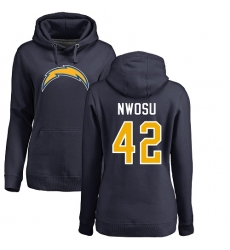 NFL Women's Nike Los Angeles Chargers #42 Uchenna Nwosu Navy Blue Name & Number Logo Pullover Hoodie