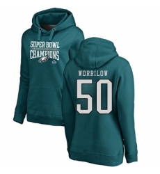 Women's Nike Philadelphia Eagles #50 Paul Worrilow Green Super Bowl LII Champions Pullover Hoodie
