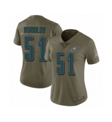 Women's Philadelphia Eagles #51 Paul Worrilow Limited Olive 2017 Salute to Service Football Jersey
