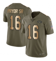 Youth Nike New York Jets #16 Terrelle Pryor Sr. Limited Olive Gold 2017 Salute to Service NFL Jersey