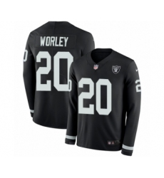 Men's Nike Oakland Raiders #20 Daryl Worley Limited Black Therma Long Sleeve NFL Jersey