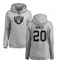 NFL Women's Nike Oakland Raiders #20 Daryl Worley Ash Name & Number Logo Pullover Hoodie