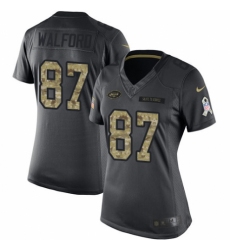 Women's Nike New York Jets #87 Clive Walford Limited Black 2016 Salute to Service NFL Jersey